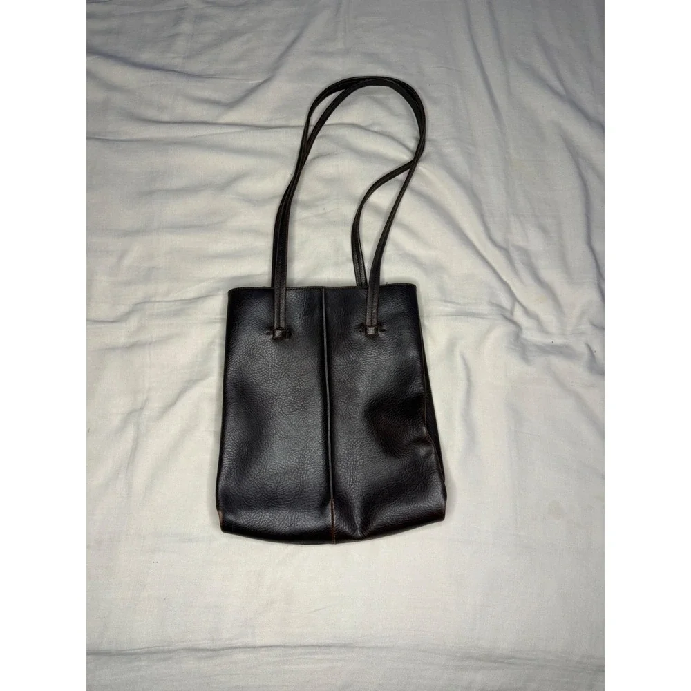 Vintage Liz Claiborne North South Leather Tote Chocolate Brown 90s